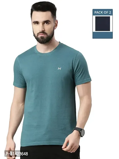 Reliable Multicoloured Cotton Solid Round Neck Tshirt For Men Pack Of 2-thumb0