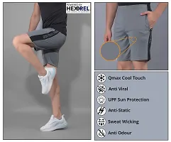 Stylish Grey Polyester Solid Sports Shorts For Men-thumb4