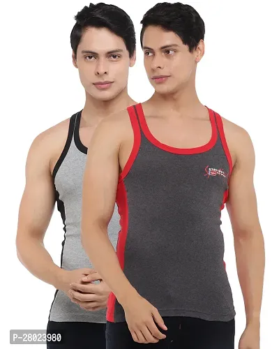 Stylish Cotton Colourblocked Vests For Men- Pack Of 2-thumb0