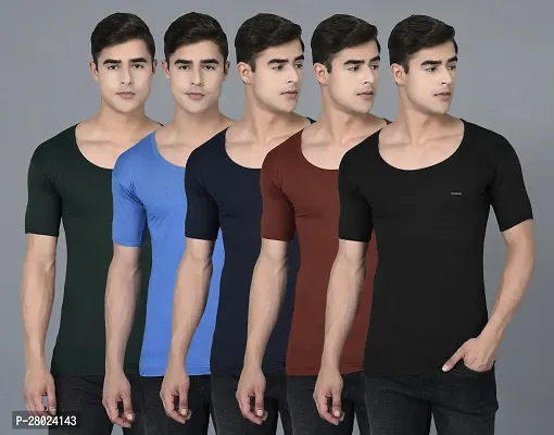 Stylish Cotton Solid Vests For Men- Pack Of 5