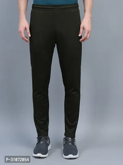 Stylish Olive Polyester Solid Regular Fit Sports Track Pant For Men