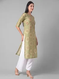 Stylish Green Cotton Blend Self Pattern Stitched Kurta For Women-thumb1