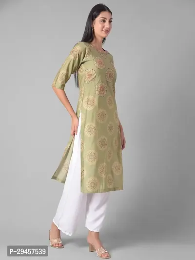 Stylish Green Cotton Blend Self Pattern Stitched Kurta For Women-thumb2