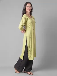 Stylish Green Rayon Self Pattern Stitched Kurta For Women-thumb1