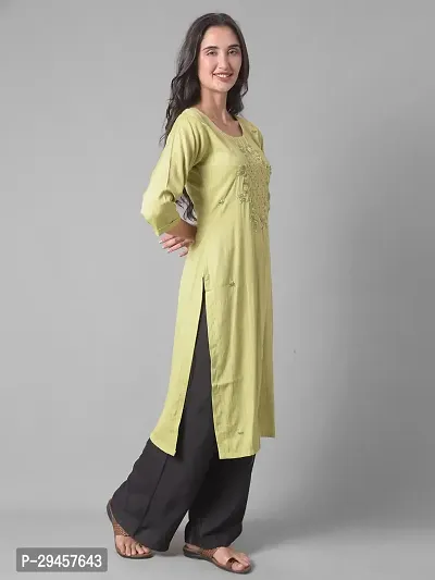 Stylish Green Rayon Self Pattern Stitched Kurta For Women-thumb2