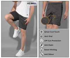 Stylish Grey Polyester Solid Sports Shorts For Men-thumb4