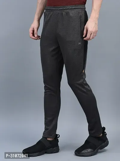 Stylish Grey Polyester Solid Regular Fit Sports Track Pant For Men-thumb2