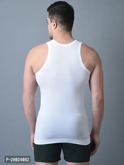 Stylish White Cotton Solid Vests For Men- Pack Of 2-thumb2