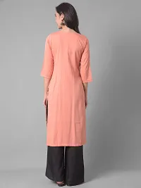 Stylish Peach Rayon Self Pattern Stitched Kurta For Women-thumb2