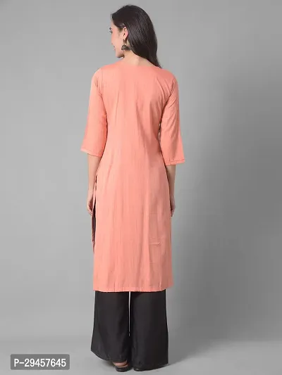 Stylish Peach Rayon Self Pattern Stitched Kurta For Women-thumb3