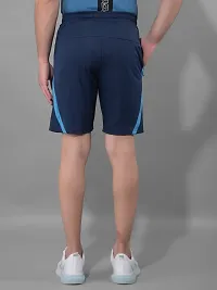 Stylish Navy Blue Polyester Solid Sports Shorts For Men-thumb2