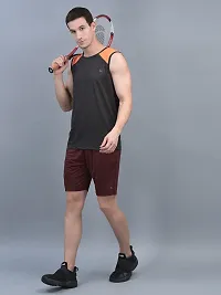 Stylish Red Polyester Solid Sports Shorts For Men-thumb3