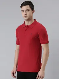 Reliable Red Cotton Solid Polos For Men-thumb2