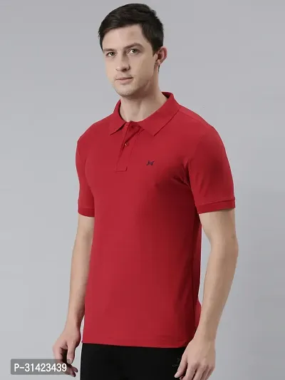 Reliable Red Cotton Solid Polos For Men-thumb3