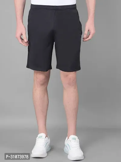 Stylish Black Polyester Solid Sports Shorts For Men-thumb0