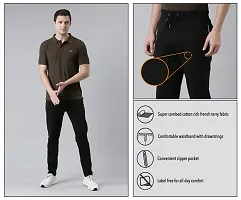 Stylish Black Cotton Solid Regular Track Pants For Men-thumb4