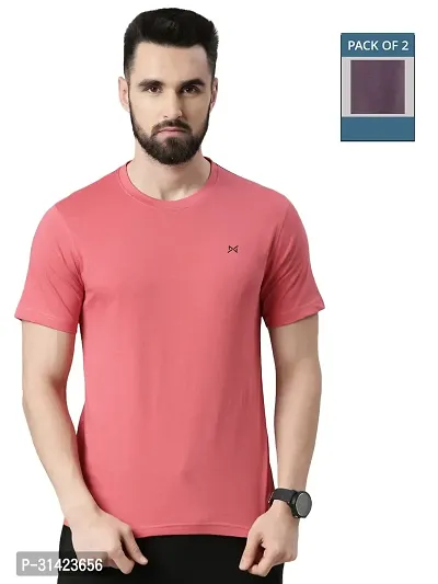 Reliable Multicoloured Cotton Solid Round Neck Tshirt For Men Pack Of 2