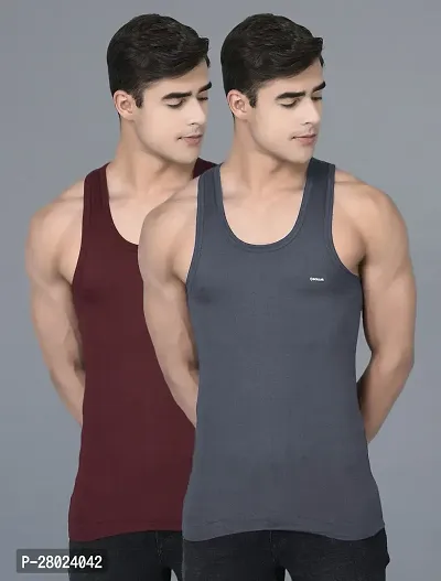 Stylish Cotton Solid Vests For Men- Pack Of 2