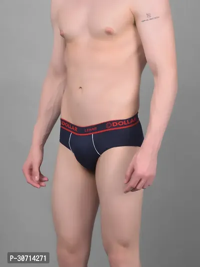 Super Combed Cotton Solid Navy Blue Briefs For Men-thumb4