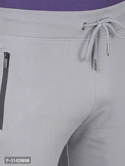 Stylish Grey Cotton Solid Joggers For Men-thumb4