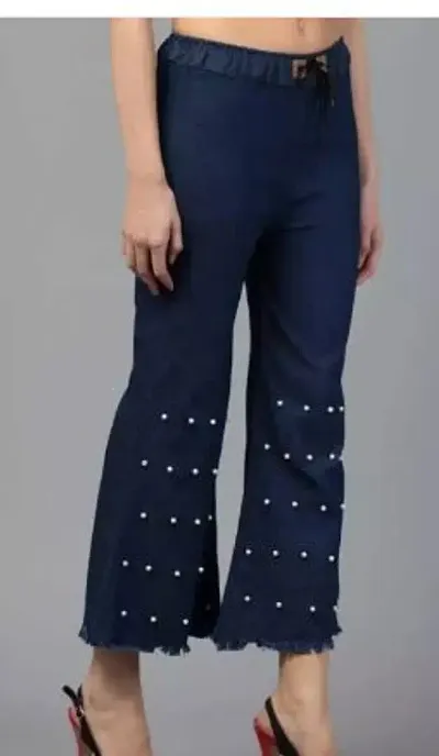 MMB Enterprises Women Stylish Denim Blue Plazo Jeans