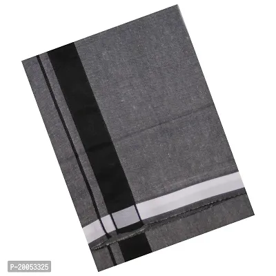 Multicolor Lungis (Mundus) Dhotis for Men Dark Grey (Free Size Assorted Veshti (Kaili) Pack of 1-thumb2