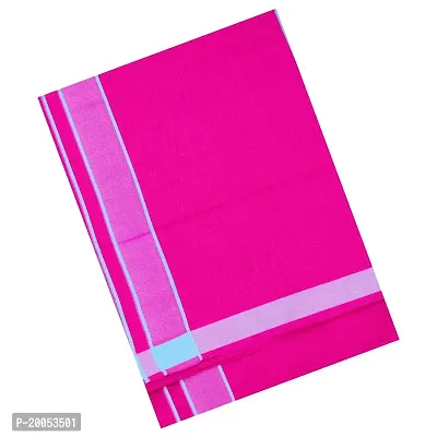 Multicolor Lungis (Mundus) Dhotis for Men Pink  (Free Size Assorted Veshti (Kaili) Pack of 1-thumb2