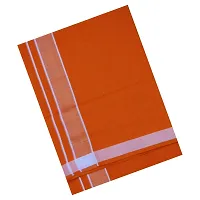 Multicolor Lungis (Mundus) Dhotis for Men Saffron (Light  Kaavi) (Free Size Assorted Veshti (Kaili) Pack of 1-thumb1