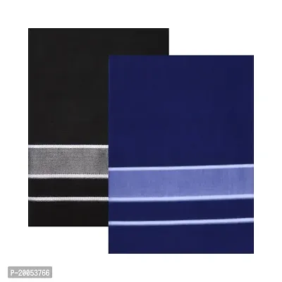 Multicolor Lungis (Mundus) Dhotis for Men Black and Blue (Free Size Assorted Veshti (Kaili) Pack of 2