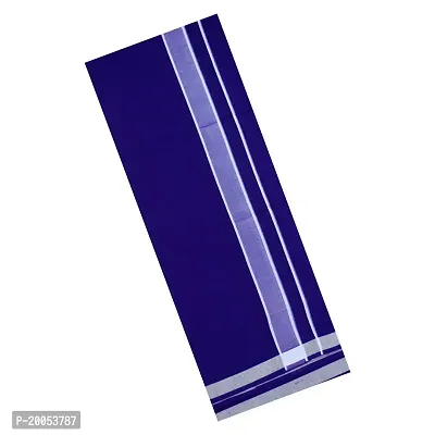 Multicolor Lungis (Mundus) Dhotis for Men Blue and Blue (Free Size Assorted Veshti (Kaili) Pack of 2-thumb3