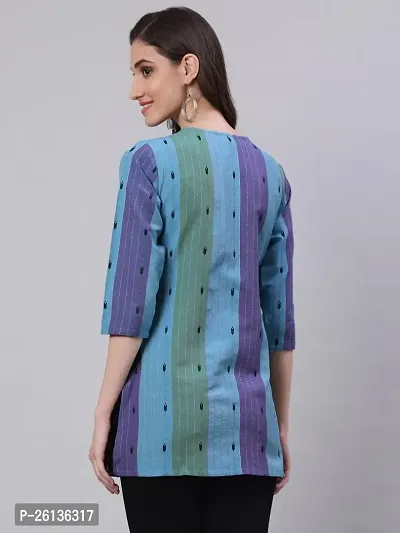 Akimia Women Striped Straight Kurta Blue-thumb2