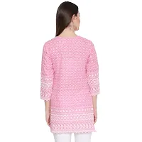 Akimia Ethnic Motifs Embroidered Chikankari Pure Cotton Kurti (X-Large) Pink-thumb3