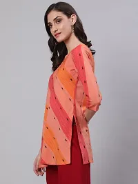 Akimia Women Striped Straight Kurta Orange-thumb3