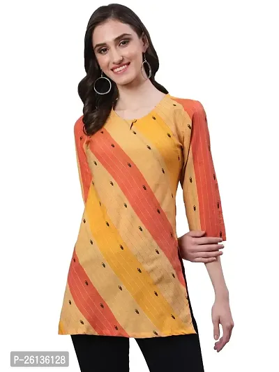 Akimia Women Striped Straight Kurta Yellow