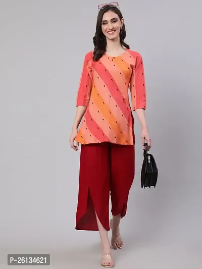 Akimia Women Striped Straight Kurta Orange-thumb5