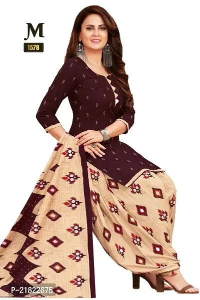 Classic Crepe Printed Dress Material with Dupatta for Women-thumb0