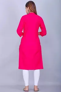 Women Solid Rayon Straight Kurtis (Pink)-thumb1