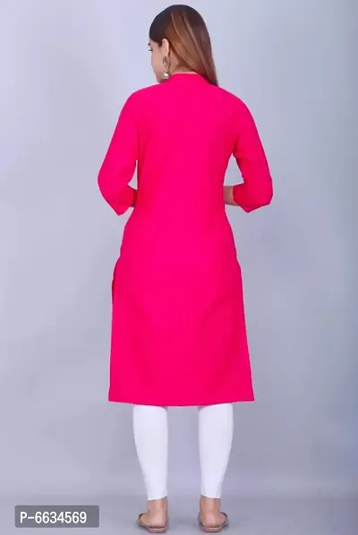 Women Solid Rayon Straight Kurtis (Pink)-thumb2
