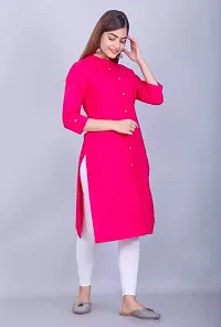Women Solid Rayon Straight Kurtis (Pink)-thumb2