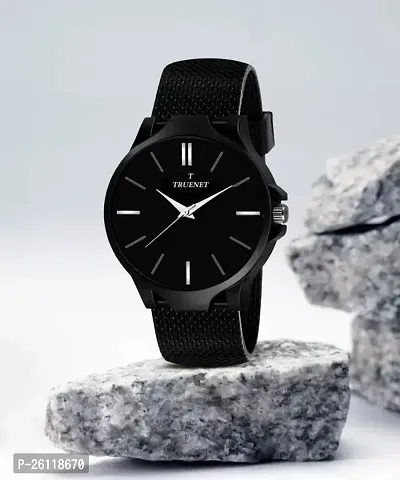 Elegant Black Synthetic Leather Analog Watches For Men