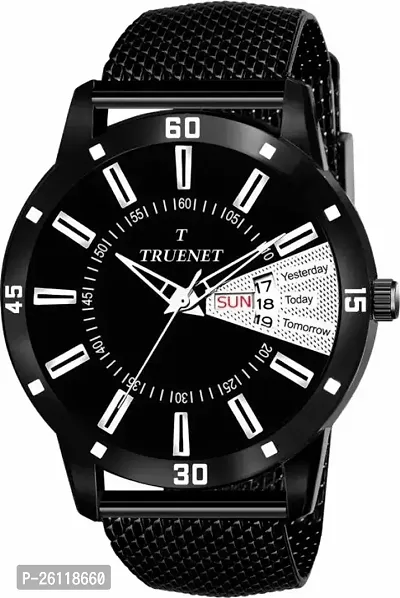 Elegant Black Synthetic Leather Analog Watches For Men-thumb0