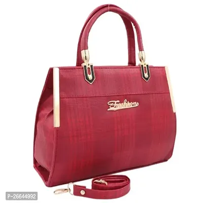 Stylish Red Artificial Leather Handbags For Women-thumb2