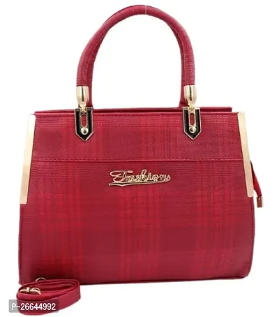 Stylish Red Artificial Leather Handbags For Women-thumb0