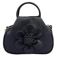 Stylish Black Artificial Leather Handbags For Women-thumb1