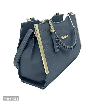 Stylish Blue Artificial Leather Handbags For Women-thumb2