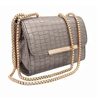 Stylish Grey Leather Handbags For Women-thumb1