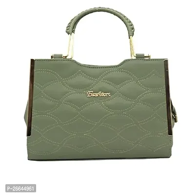 Stylish Green Artificial Leather Handbags For Women-thumb0