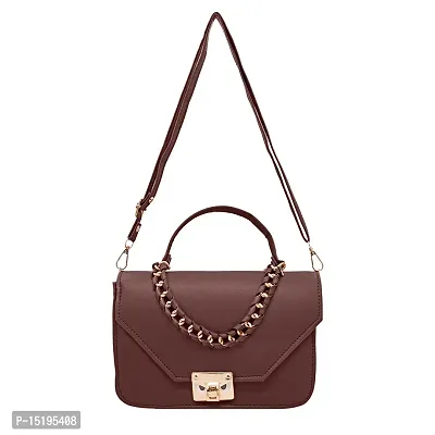 Stylish Brown Artificial Leather Solid Handbag For Women-thumb0