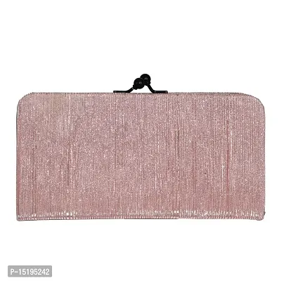 Stylish Pink Artificial Leather Self Pattern Clutches For Women-thumb0