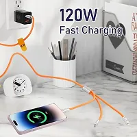 3 in 1 Heavy Quality Charging Cable | 120W Fast Charging Support | Universal USB-C, Lightning, Micro USB | Nylon Braided | High-Speed Data Transfer | Compatible with all devices | 1.5m-thumb2